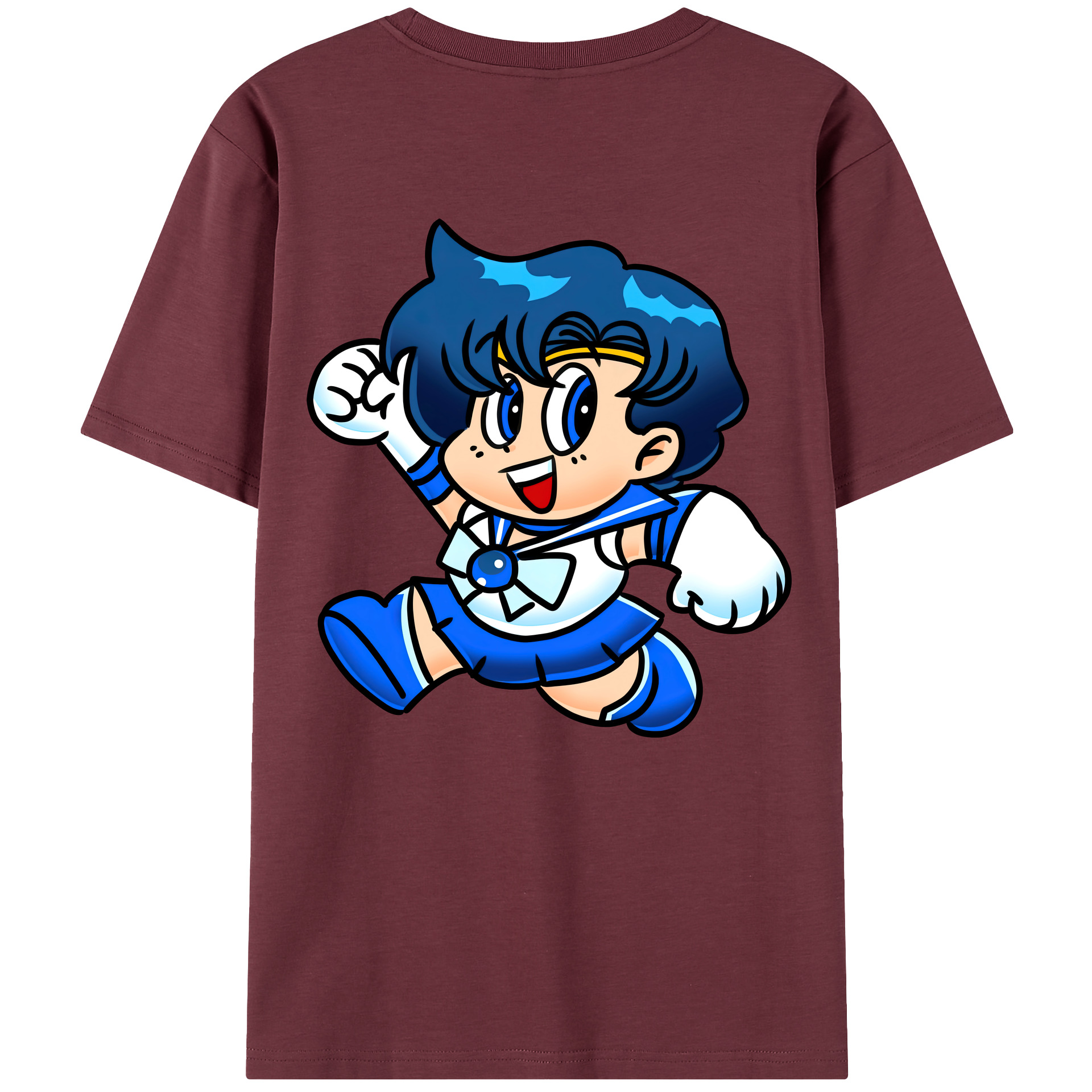 （画像用） 美少女戦士セーラームーン 水野 亜美 みずの あみ Sailor Moon Mizuno Ami 綿100％半袖Tシャツ（背面プリント）